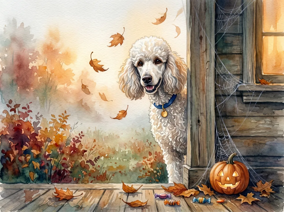 Poodle watercolor calendar month 10
